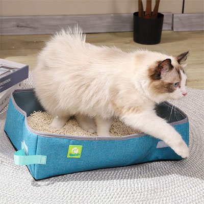 chat sortant bac à litière chat pliable
