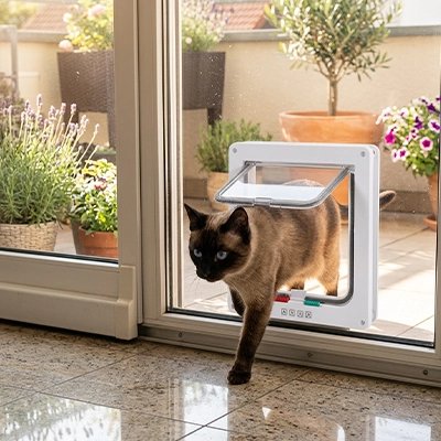 chatière blanche chat entrant maison