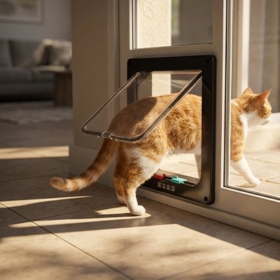 chatière noir chat sortant exterieur
