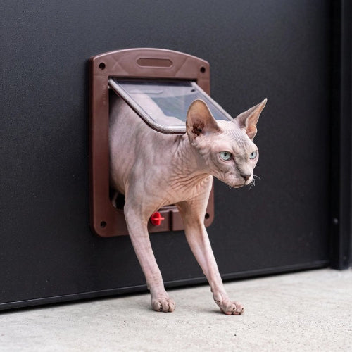 chatière resistante aux intemperies marron chat sortant