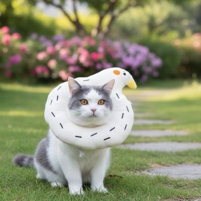 collerette chat canard blanc chat jardin