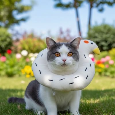 collerette chat canard blanc jardin