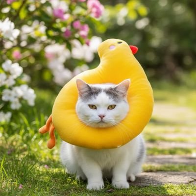 collerette chat canard jaune chat jardin