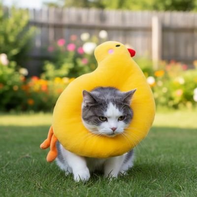 collerette chat canard jaune jardin