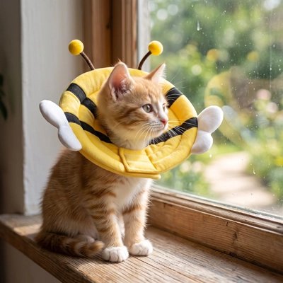 collerette chat decorative abeille chaton debout