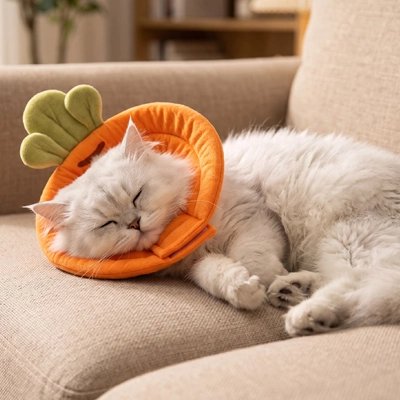 collerette chat decorative carotte chat allonge canape