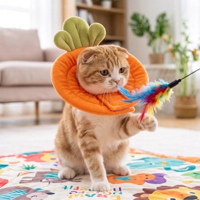 collerette chat decorative carotte chat debout salon