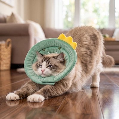 collerette chat decorative couronne chat debout salon