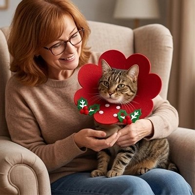 collerette chat design floral rouge maitresse