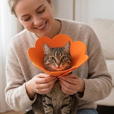 collerette chat fleur orange maitresse