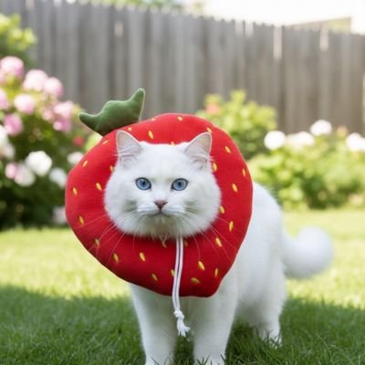 collerette chat fraise chat blanc jardin