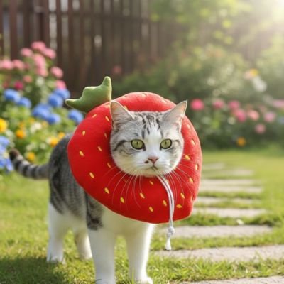 collerette chat fraise chat jardin