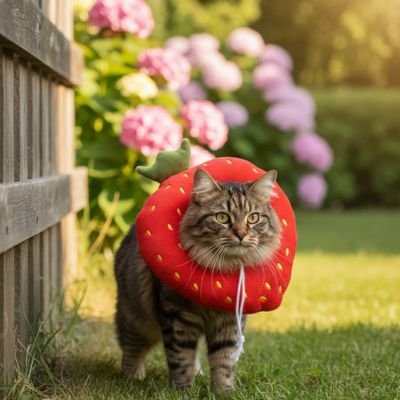 collerette chat fraise maine coon jardin