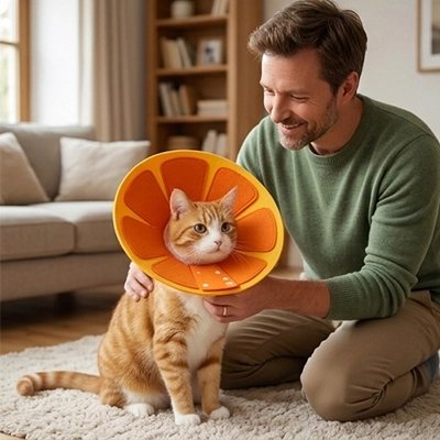 collerette chat orange maitre salon