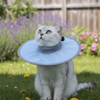 collerette chat pastel bleu jardin