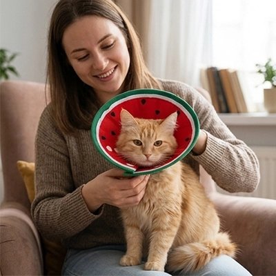 collerette chat pasteque maitresse salon