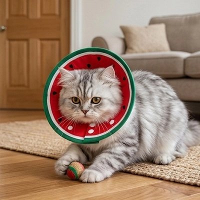 collerette chat pasteque