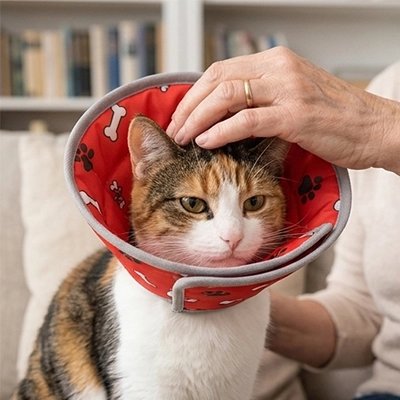 collerette chat rouge motifs decoratifs 