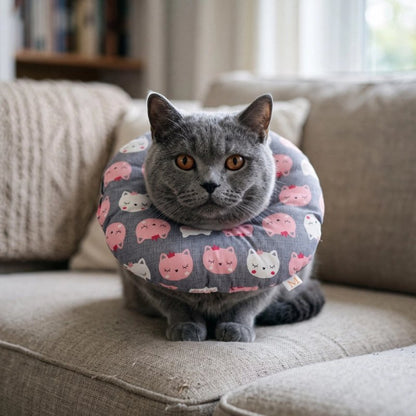 collerette chat souple gris chat allonge
