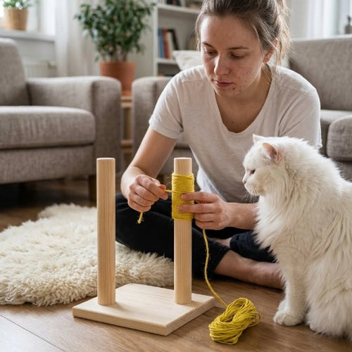 corde arbre a chat jaune sisal robuste maitresse chat 