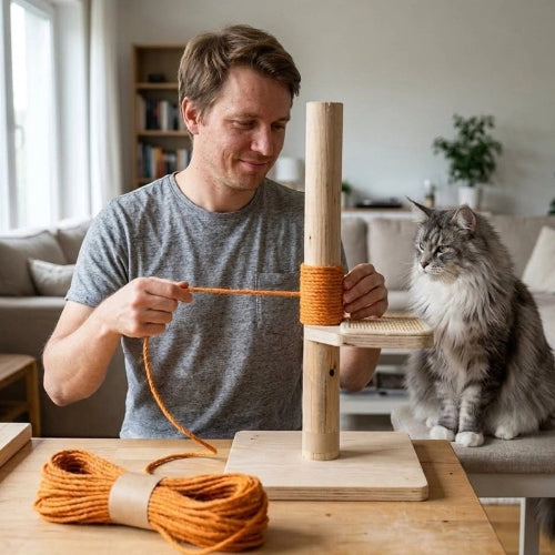 corde arbre a chat sisal robuste orange maitre chat