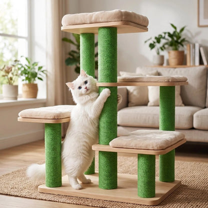 corde arbre a chat vert chat griffant salon