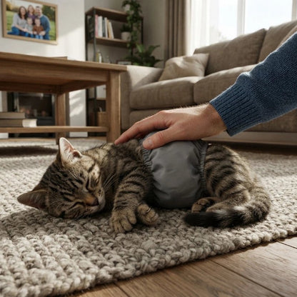 couche chat reutilisable gris chat dormant