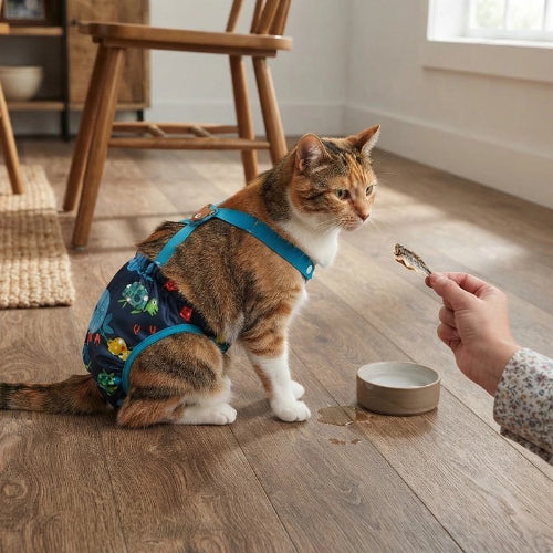 couche pour chat bleu marine chat assis