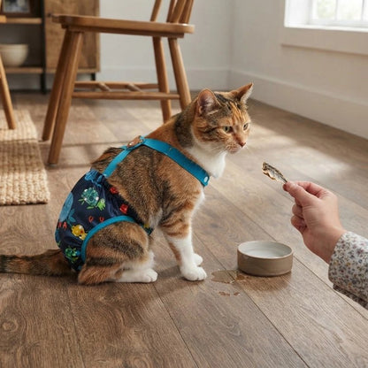 couche pour chat bleu marine chat assis