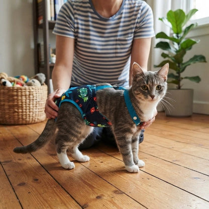 couche pour chat bleu marine chat debout