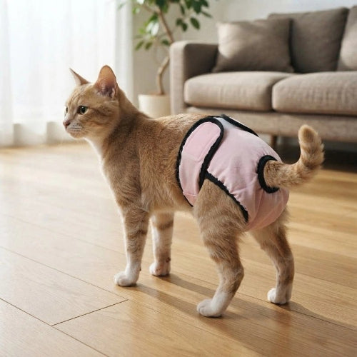 couche pour chat rose chat debout