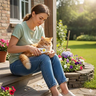 coupe griffe chat confortable maitresse escalier chat jardin