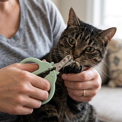 coupe griffe chat vert pastel maitresse chat 
