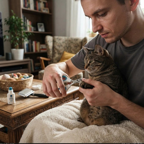 coupe griffe pour chat bleu chat avec maitre