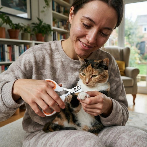 coupe griffe pour chat orange chat avec maitresse