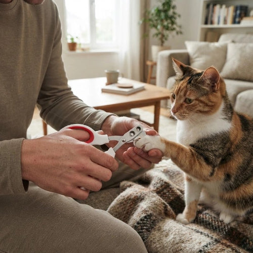 coupe griffe pour chat rouge chat assis