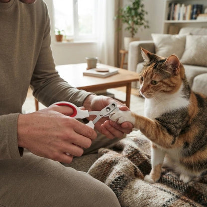 coupe griffe pour chat rouge chat assis