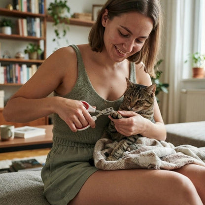 coupe griffe pour chat rouge chat avec maitresse