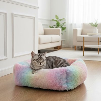 coussin pour chat arc en ciel chat apaise salon