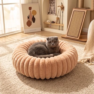 coussin pour chat beignet marron chat allonge salon