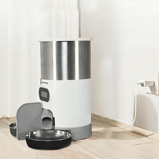distributeur automatique croquettes chat double bols en inox
