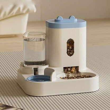 distributeur croquette chat couleur bleu avec support surélevé