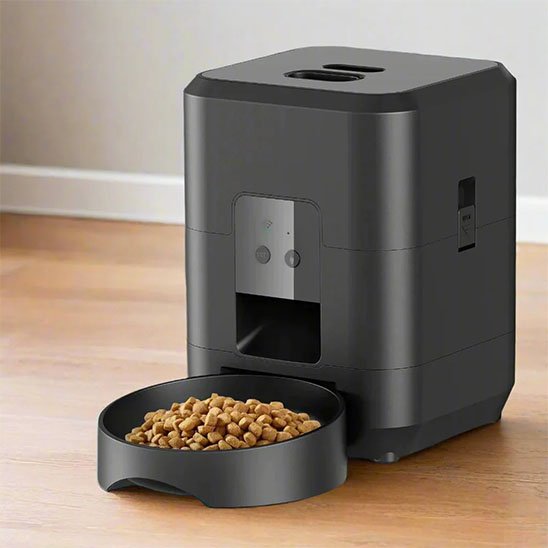 distributeur de croquettes pour chat​ cubique en noir mat