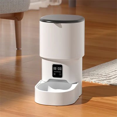 distributeur de croquettes pour chat intelligent dan sa salon