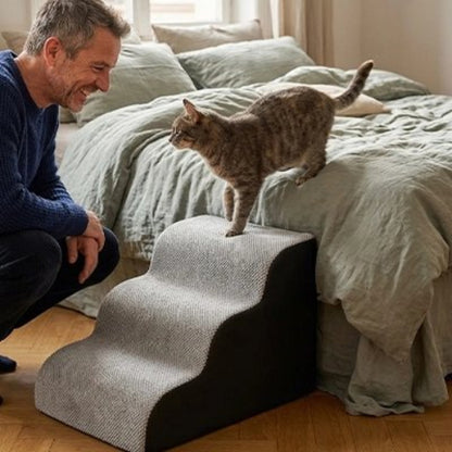 escalier pour chat bicolore trois marches maitre chambre lit