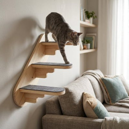 escalier pour chat bois de pin chat canape salon