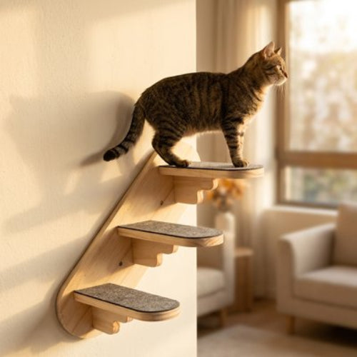 escalier pour chat bois de pin chat debout
