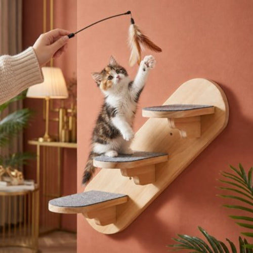 escalier pour chat bois de pin chaton jouant