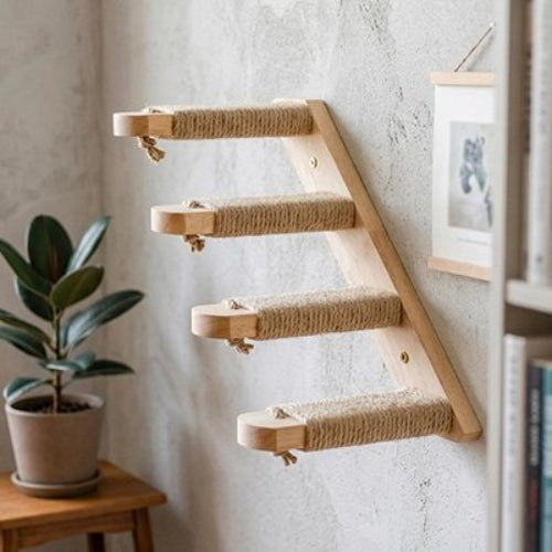 escalier pour chat bois naturel