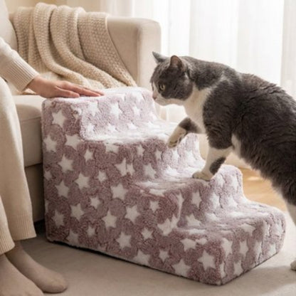 escalier pour chat etoiles rose quatre marches chat canape